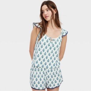 Roller Rabbit White & Blue Floral Sleeveless Pajama Set